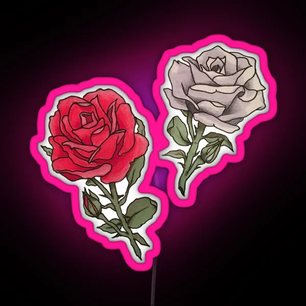 Red And White Roses RGB Neon Sign