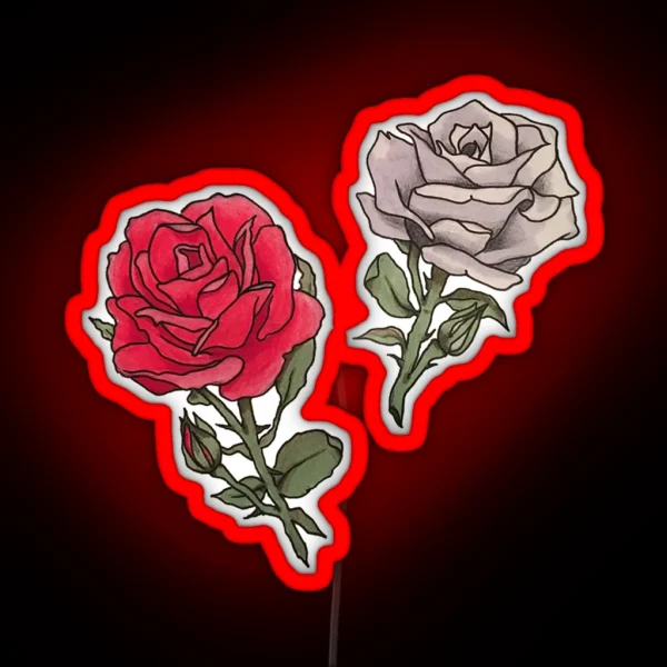 Red And White Roses RGB Neon Sign