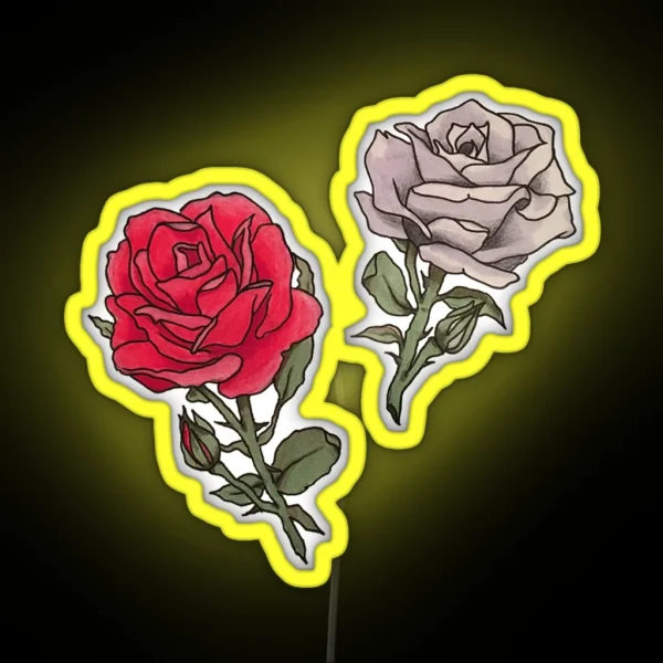 Red And White Roses RGB Neon Sign