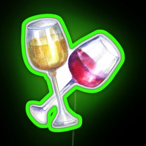 Red And White Wine Glasses RGB Neon Sign
