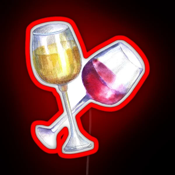 Red And White Wine Glasses RGB Neon Sign