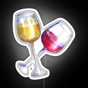 Red And White Wine Glasses RGB Neon Sign