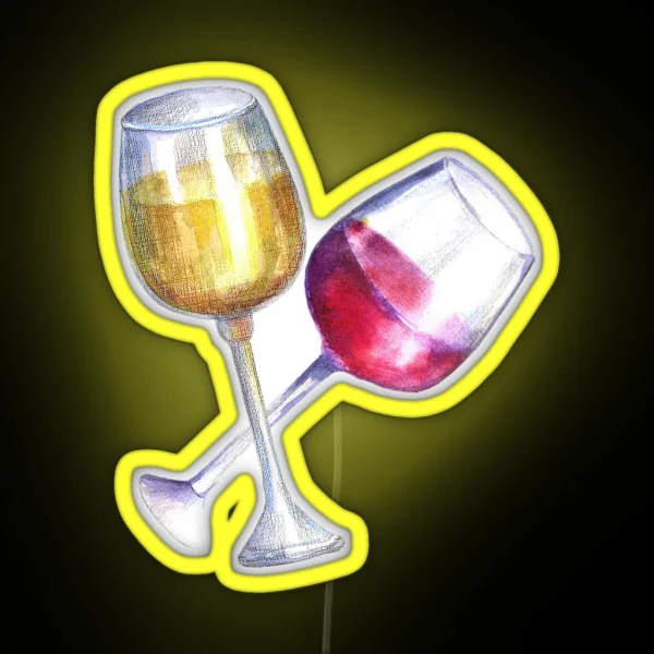 Red And White Wine Glasses RGB Neon Sign