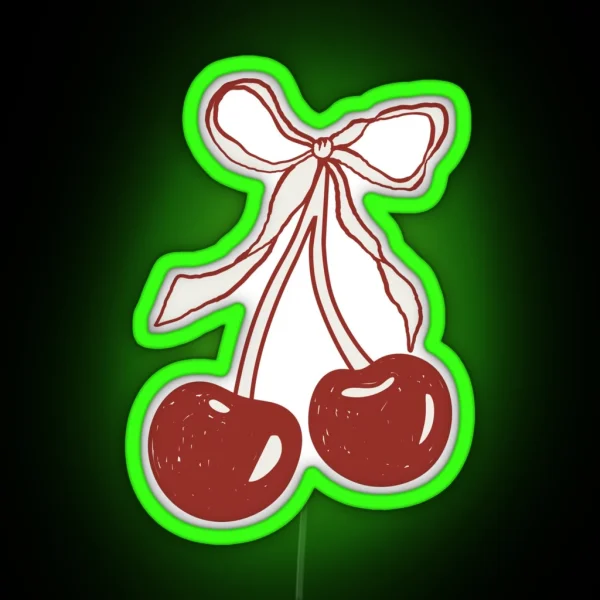 Red Cherries With Bow RGB Neon Sign