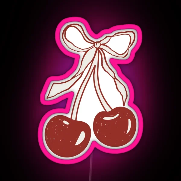 Red Cherries With Bow RGB Neon Sign