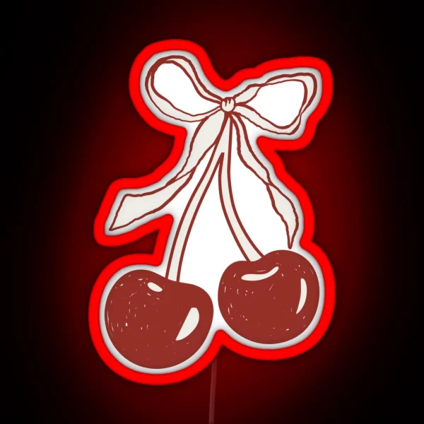 Red Cherries With Bow RGB Neon Sign