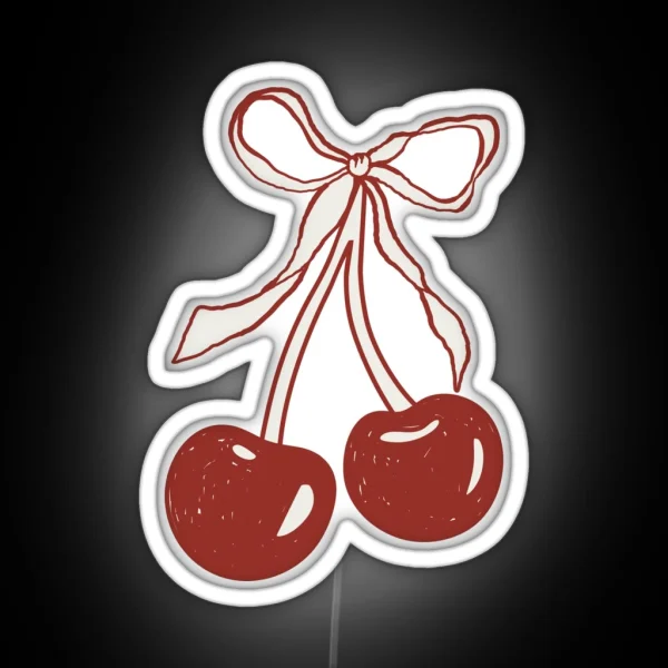 Red Cherries With Bow RGB Neon Sign
