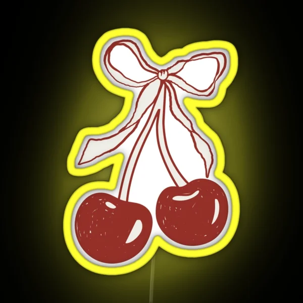 Red Cherries With Bow RGB Neon Sign