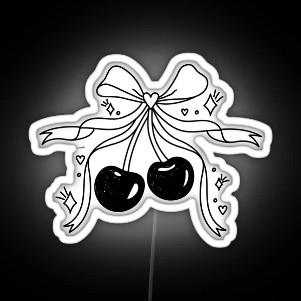 Red Cherries With Sparkles And Bow RGB Neon Sign