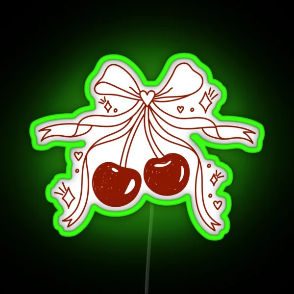 Red Cherries With Sparkles And Bow RGB Neon Sign