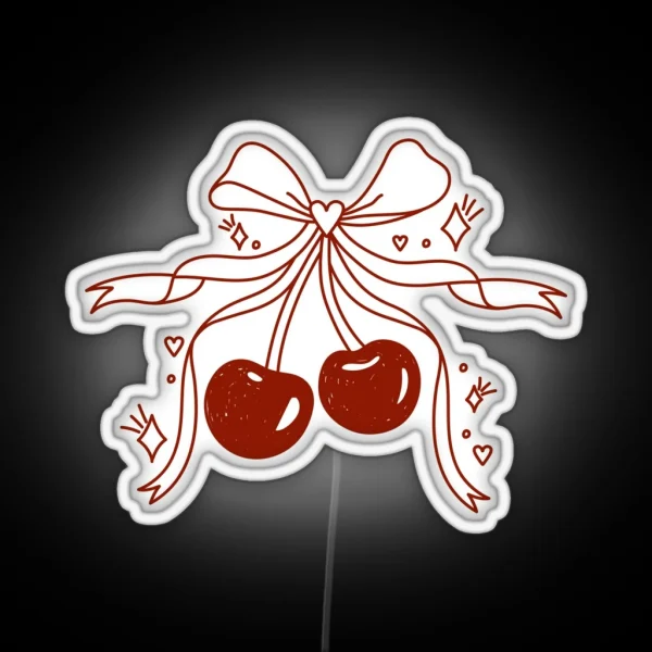 Red Cherries With Sparkles And Bow RGB Neon Sign