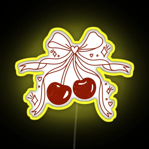 Red Cherries With Sparkles And Bow RGB Neon Sign