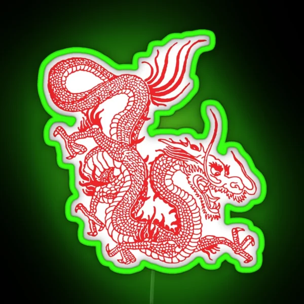 Red Chinese Dragon Purple Background RGB Neon Sign