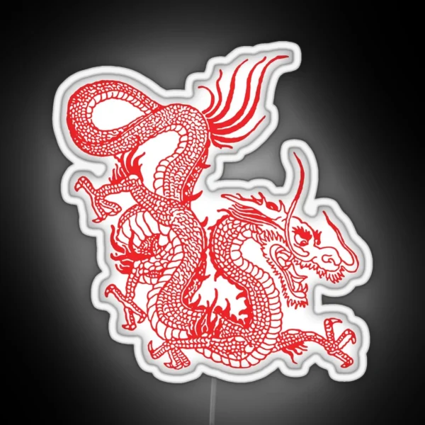 Red Chinese Dragon Purple Background RGB Neon Sign