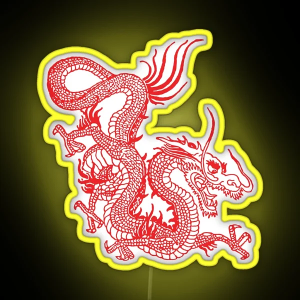 Red Chinese Dragon Purple Background RGB Neon Sign