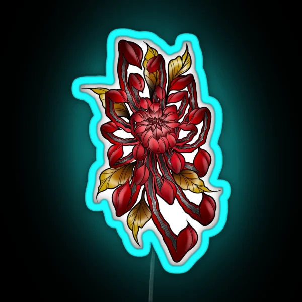 Red Chrysanthemum RGB Neon Sign