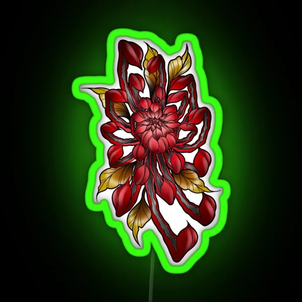 Red Chrysanthemum RGB Neon Sign