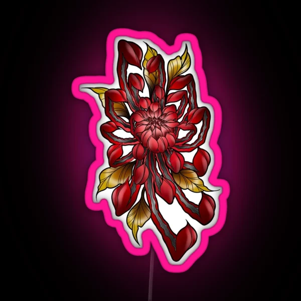 Red Chrysanthemum RGB Neon Sign