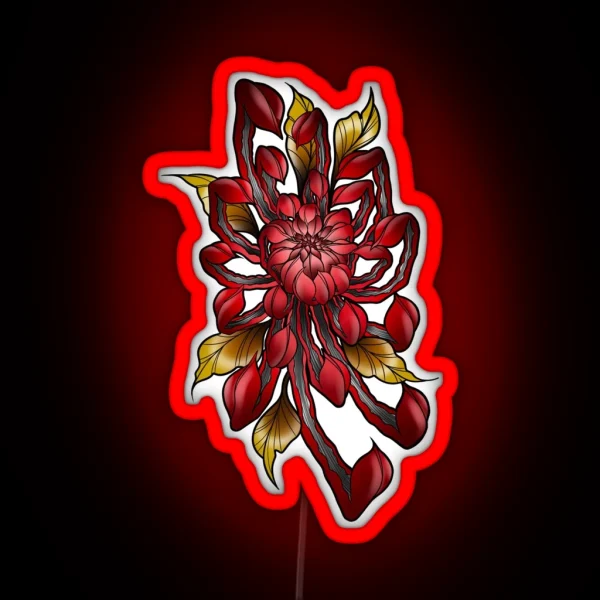 Red Chrysanthemum RGB Neon Sign