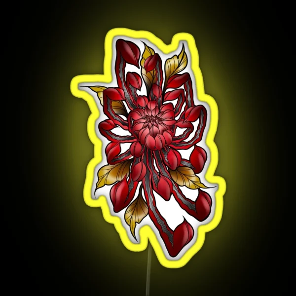 Red Chrysanthemum RGB Neon Sign