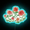 Vibrant Red Chrysanthemum Floral Neon Sign with Whimsical Artistic Design