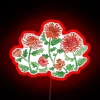 Whimsical Red Chrysanthemum Floral Design Neon Wall Sign Art Decor.