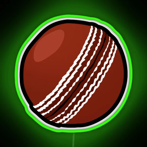 Red Cricket Ball RGB Neon Sign