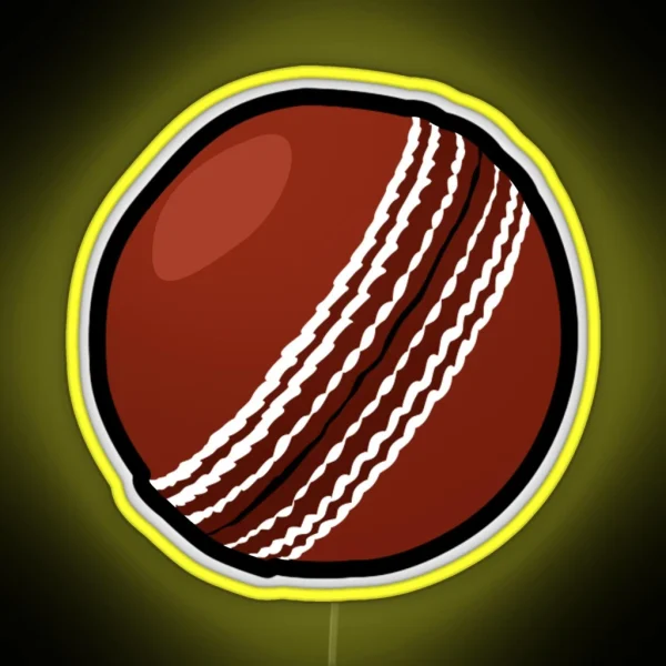 Red Cricket Ball RGB Neon Sign