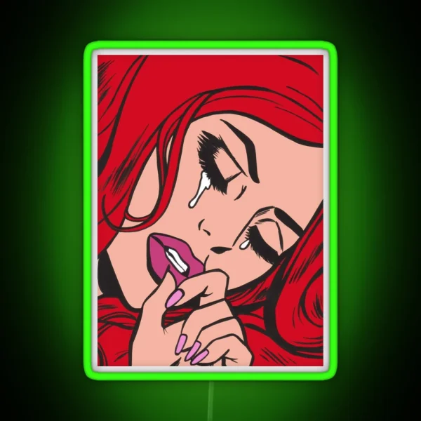 Red Crying Comic Girl RGB Neon Sign
