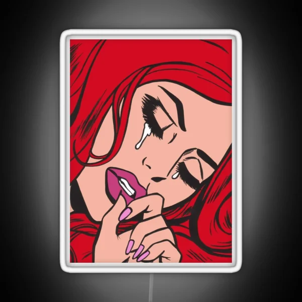 Red Crying Comic Girl RGB Neon Sign