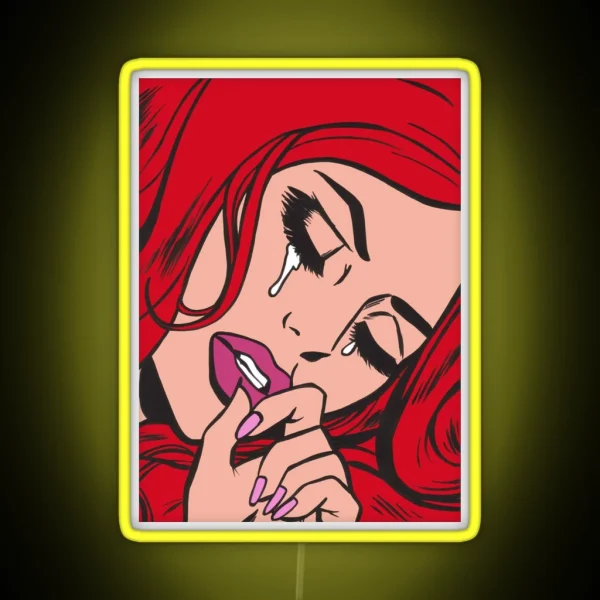 Red Crying Comic Girl RGB Neon Sign