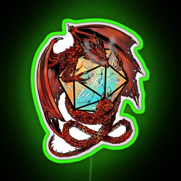 Red Dragon Dice RGB Neon Sign