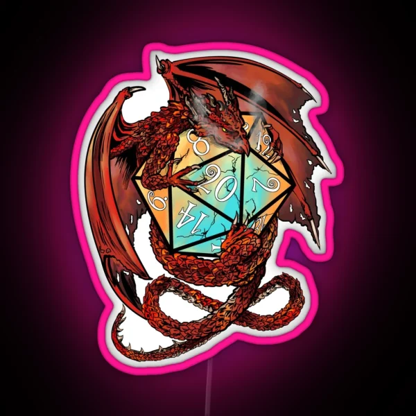 Red Dragon Dice RGB Neon Sign
