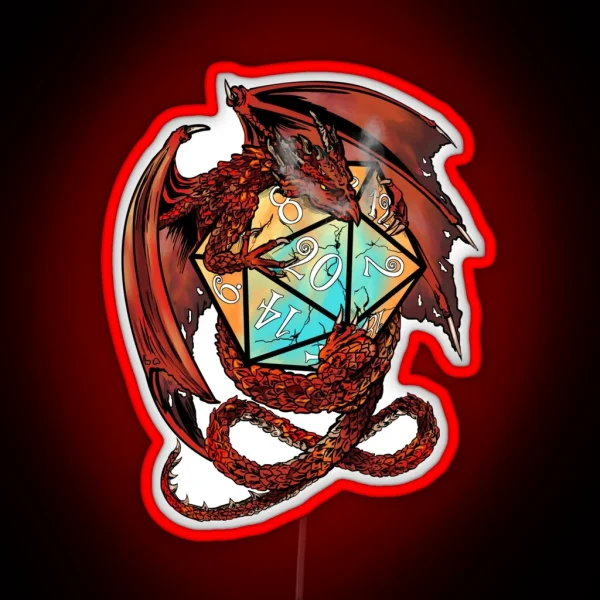 Red Dragon Dice RGB Neon Sign