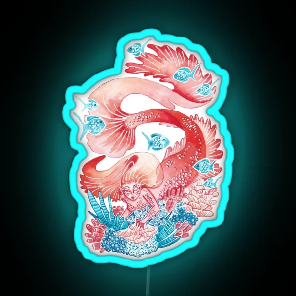 Red Dragon Mermaid RGB Neon Sign