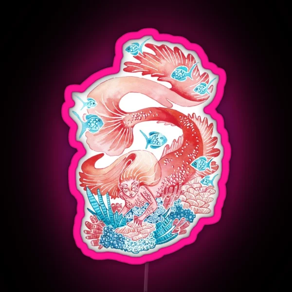 Red Dragon Mermaid RGB Neon Sign