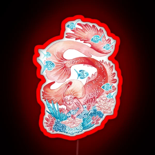 Red Dragon Mermaid RGB Neon Sign
