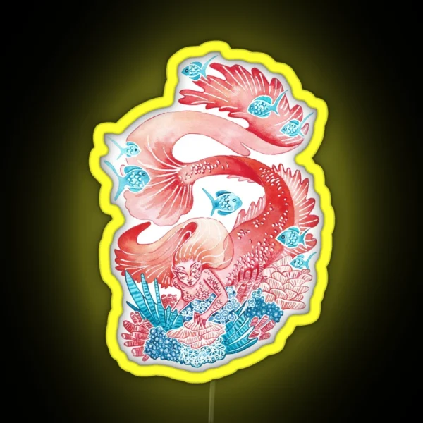 Red Dragon Mermaid RGB Neon Sign