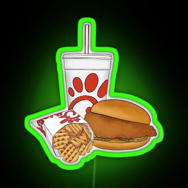 Red Fast Food Trio RGB Neon Sign