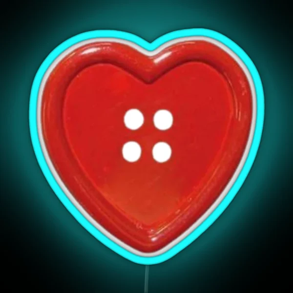 Red Heart Button RGB Neon Sign