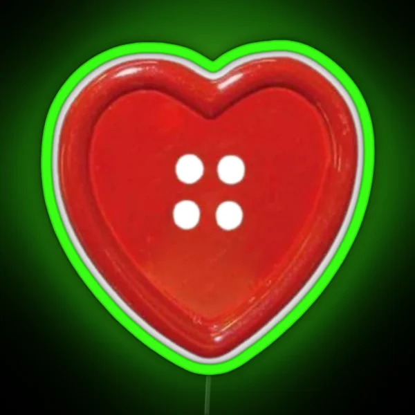 Red Heart Button RGB Neon Sign