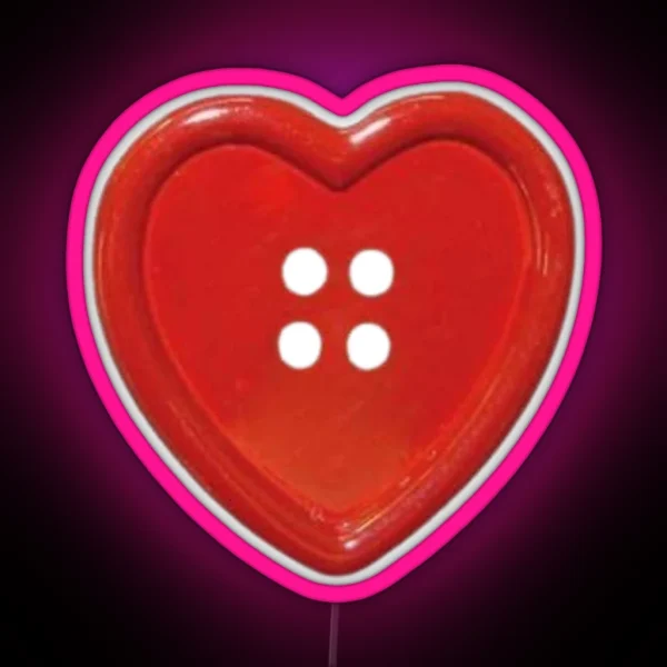 Red Heart Button RGB Neon Sign
