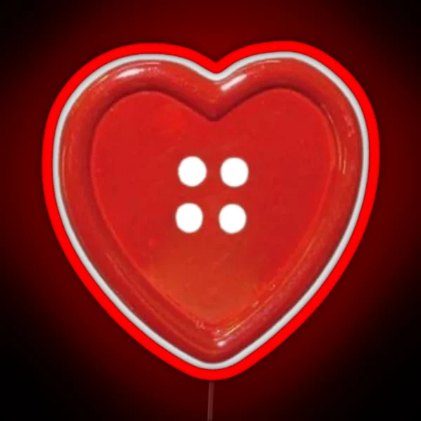 Red Heart Button RGB Neon Sign