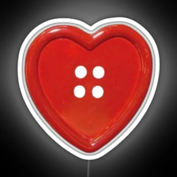 Red Heart Button RGB Neon Sign