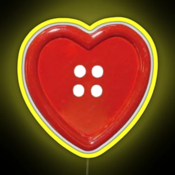 Red Heart Button RGB Neon Sign
