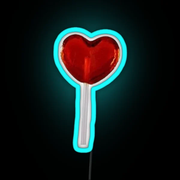 Red Heart Lollipop Led RGB Neon Sign