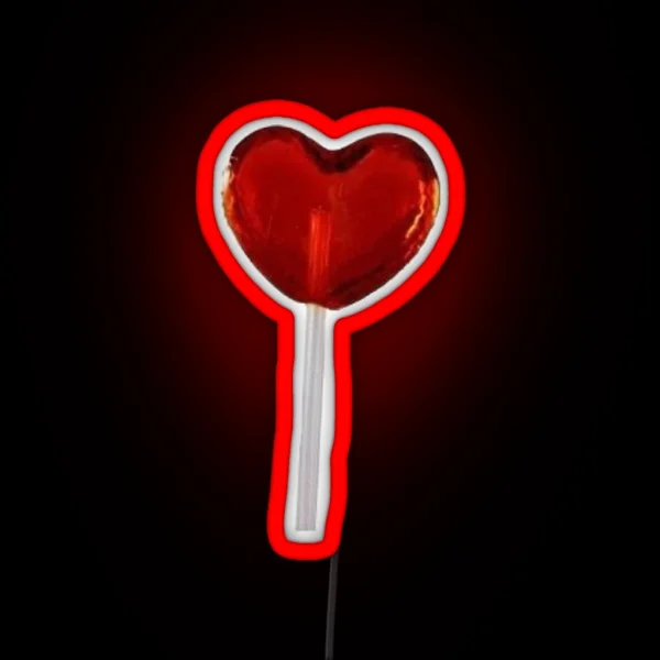 Red Heart Lollipop Led RGB Neon Sign