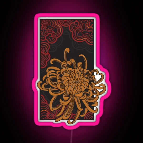 Red Lantern Of The Blossoming Golden Chrysanthemum RGB Neon Sign