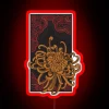 Vibrant Neon Chrysanthemum Blossom Illuminated Sign with Warm Golden Glow