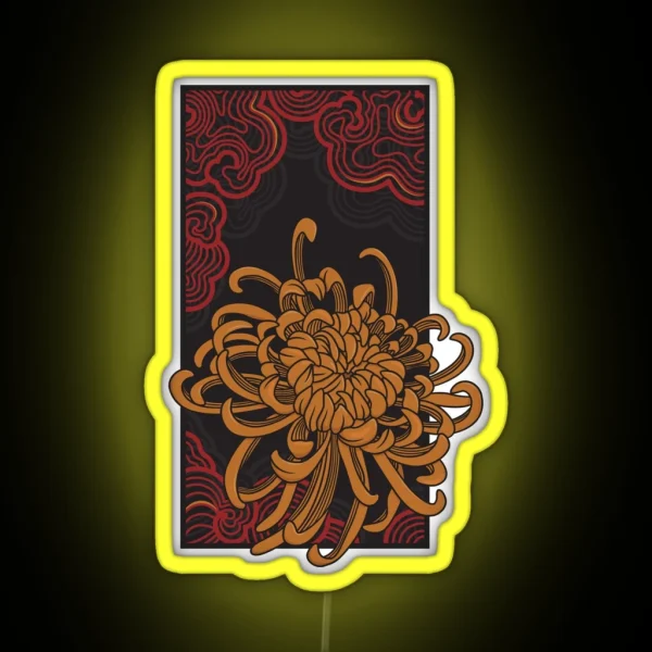 Red Lantern Of The Blossoming Golden Chrysanthemum RGB Neon Sign